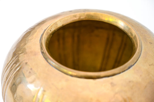 Antique Brass Ribbed Vase