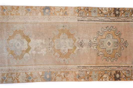 8'10" x 2'10" Gold and Dusty Blue Oushak Runner