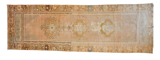 8'10" x 2'10" Gold and Dusty Blue Oushak Runner