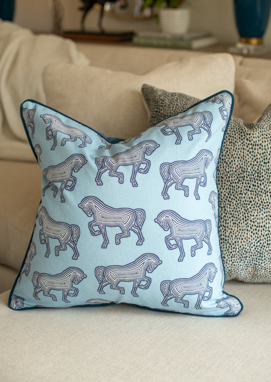 Schumacher Blue Faubourg Pillow Cover
