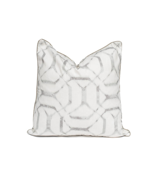 Savannah Watercolor Pillow Cover - Gray Linen Piping