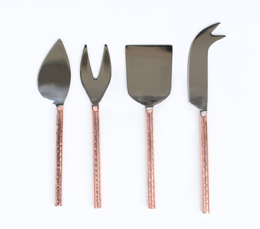 Copper Hammered Cheese Knives Set