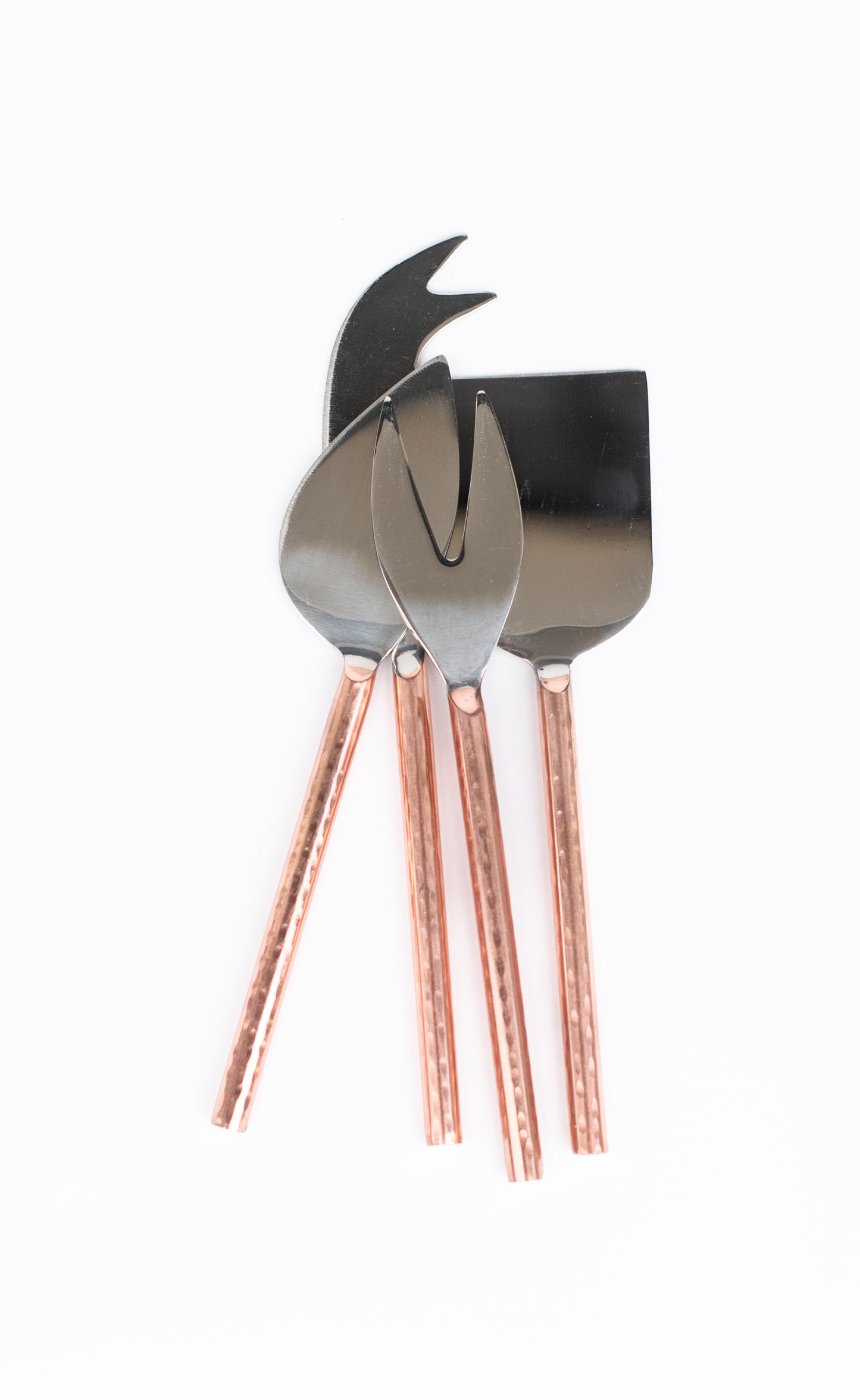 Copper Hammered Cheese Knives Set