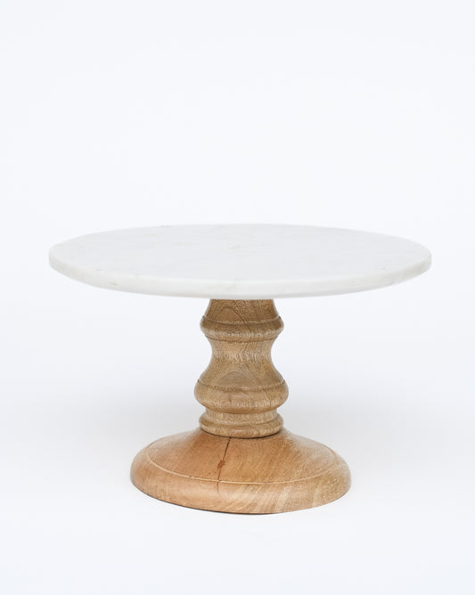 Marble + Wood Cake Plate