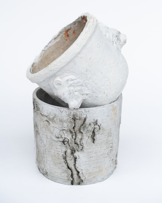 Plastered Lion Planter