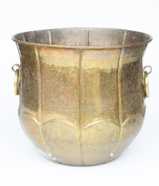 Antique Scalloped Brass Planter