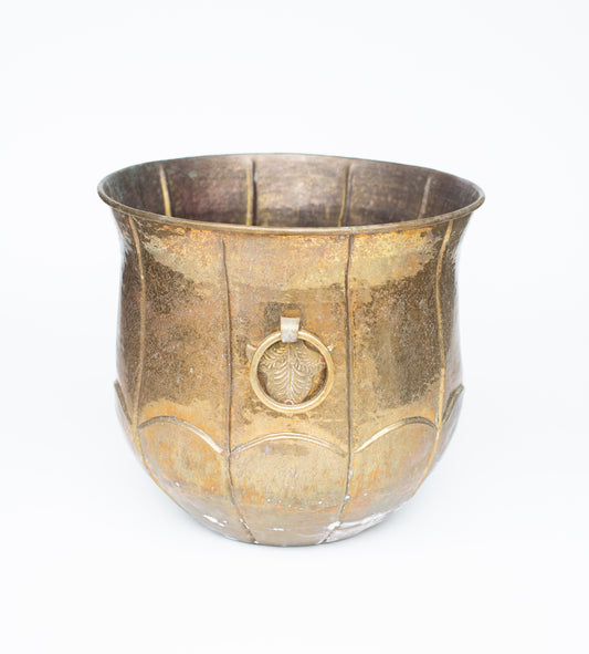 Antique Scalloped Brass Planter