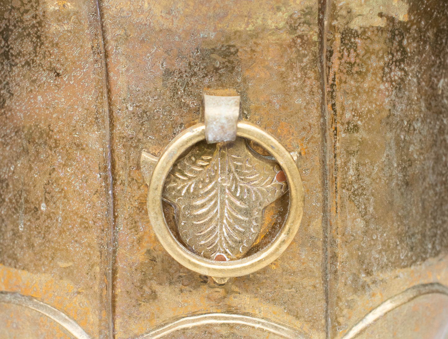 Antique Scalloped Brass Planter