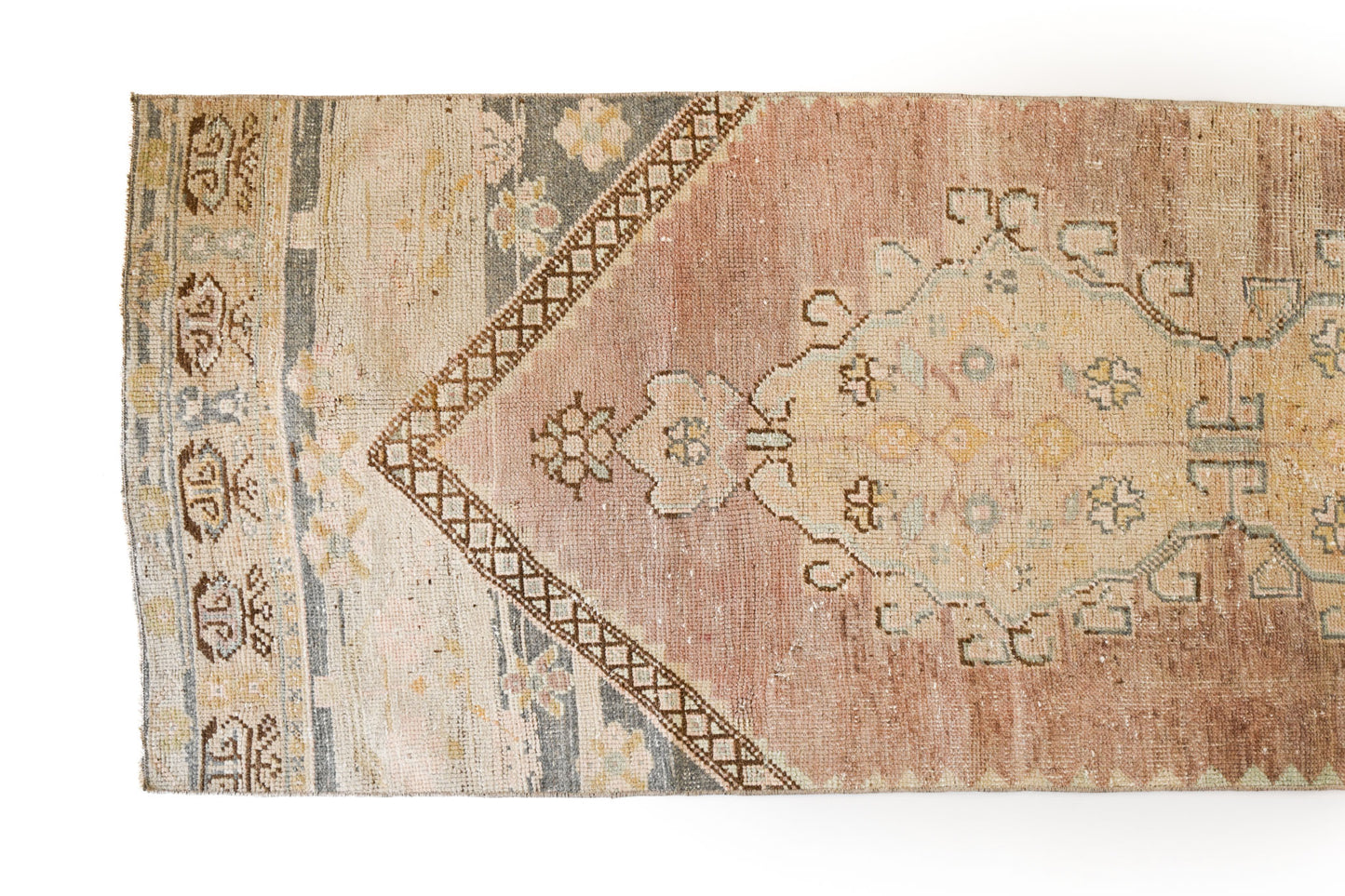 8'6" x 2'6" Dusty Blue and Brick Oushak Runner